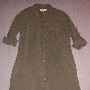 Green Button Up Shirt Dress